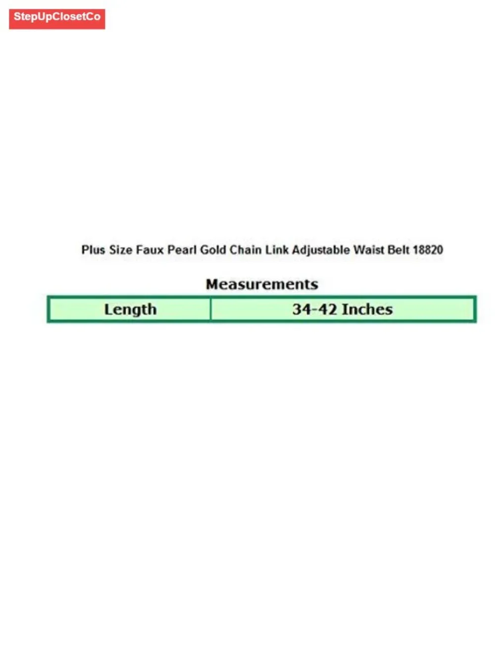 Faux Pearl Gold Chain Link Adjustable Waist Belt Plus Size